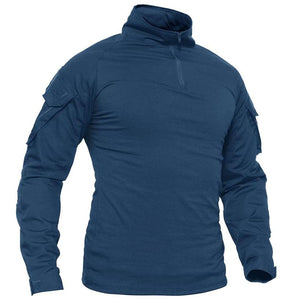 TACVASEN Denim Blue Men's Tactical Military Long Sleeves Shirt