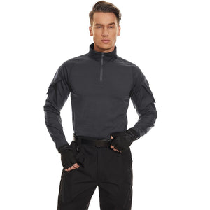 TACVASEN Dark Grey Men's Tactical Military Long Sleeves Shirt