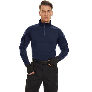 TACVASEN Navy Men's Tactical Military Long Sleeves Shirt