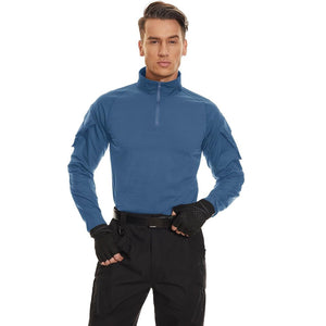 TACVASEN Blue Grey Men's Tactical Military Long Sleeves Shirt