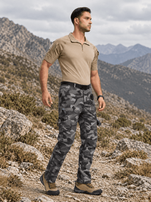 TACVASEN Grey Camouflage Men's Tactical Outdoor Ripstop Cargo Pants