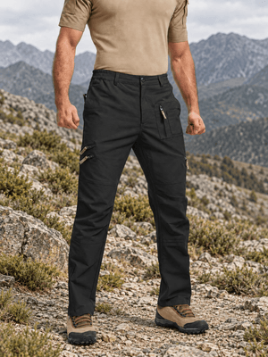 TACVASEN Black Men's Tactical Outdoor Ripstop Cargo Pants