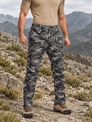 TACVASEN Grey Camouflage Men's Tactical Outdoor Ripstop Cargo Pants