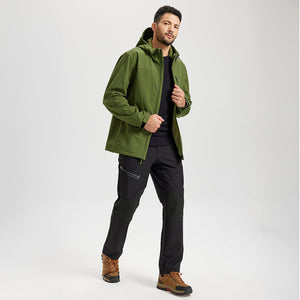 TACVASEN Army Green Tactical Softshell Jacket Hooded Waterproof Coat