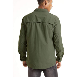 TACVASEN Khaki Men's Tactical UPF Sun Protection Long Sleeve Shirt