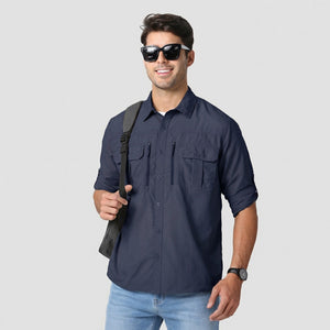 TACVASEN Navy Men's Tactical UPF Sun Protection Long Sleeve Shirt