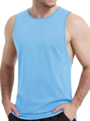 TACVASEN Waterfall Blue Men's Tank Tops Cotton Sleeveless Wide-Armhole Shirt