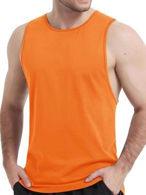 TACVASEN Orange Men's Tank Tops Cotton Sleeveless Wide-Armhole Shirt