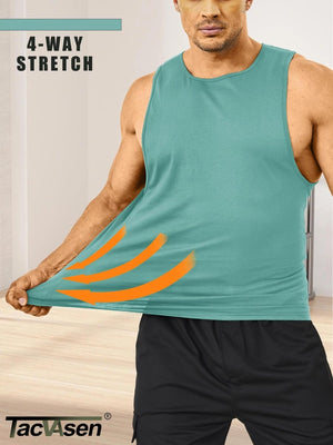 TACVASEN Grey Green Men's Tank Tops Cotton Sleeveless Wide-Armhole Shirt
