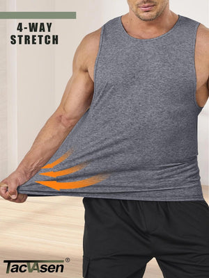 TACVASEN Deep Grey Heather Men's Tank Tops Cotton Sleeveless Wide-Armhole Shirt