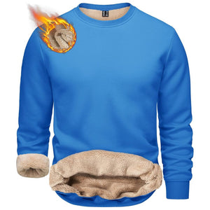 TACVASEN Azure Men's Sherpa Lined Sweatshirt Warm Heavyweight Fleece Pullover
