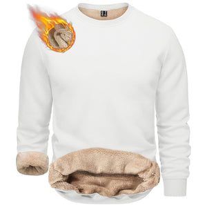 TACVASEN White Men's Sherpa Lined Sweatshirt Warm Heavyweight Fleece Pullover