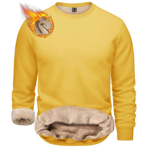 TACVASEN Yellow Men's Sherpa Lined Sweatshirt Warm Heavyweight Fleece Pullover