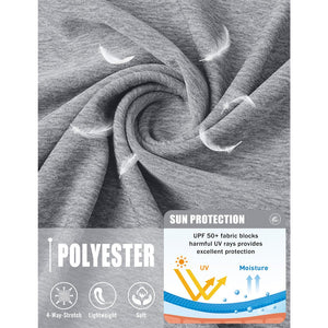 TACVASEN Light Grey UPF 50+ Fishing Swim Long Sleeve Shirts