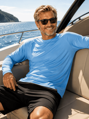 TACVASEN Blue Men's UPF 50+ Long Sleeve Quick Dry Sun Protection Shirt