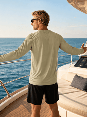 TACVASEN Dull Cyan Men's UPF 50+ Long Sleeve Quick Dry Sun Protection Shirt