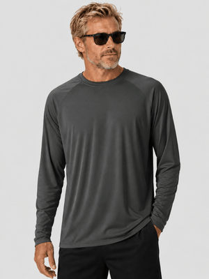 TACVASEN Dark Grey Men's UPF 50+ Long Sleeve Quick Dry Sun Protection Shirt
