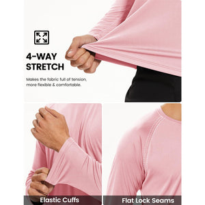 Men's UPF 50+ Long Sleeve Quick Dry Sun Protection Shirt Light Pink