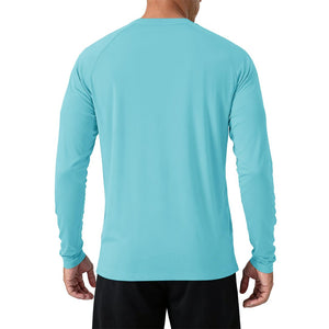 Men's UPF 50+ Long Sleeve Quick Dry Sun Protection Shirt Water Blue
