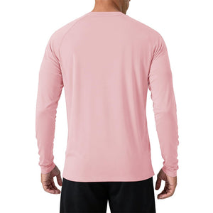 Men's UPF 50+ Long Sleeve Quick Dry Sun Protection Shirt Light Pink