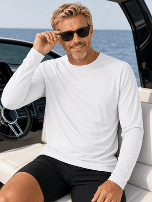 TACVASEN White Men's UPF 50+ Long Sleeve Quick Dry Sun Protection Shirt