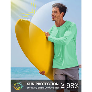 Men's UPF 50+ Long Sleeve Quick Dry Sun Protection Shirt Mint Green