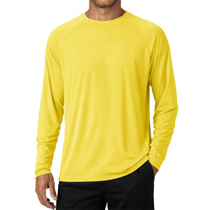 Men's UPF 50+ Long Sleeve Quick Dry Sun Protection Shirt Yellow