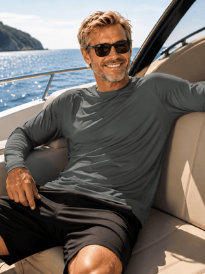 TACVASEN Dark Grey Men's UPF 50+ Long Sleeve Quick Dry Sun Protection Shirt