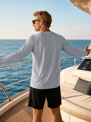 TACVASEN Light Grey Men's UPF 50+ Long Sleeve Quick Dry Sun Protection Shirt