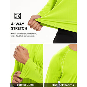Men's UPF 50+ Long Sleeve Quick Dry Sun Protection Shirt Bright Green
