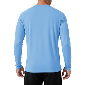 Men's UPF 50+ Long Sleeve Quick Dry Sun Protection Shirt Blue