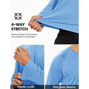 Men's UPF 50+ Long Sleeve Quick Dry Sun Protection Shirt Blue