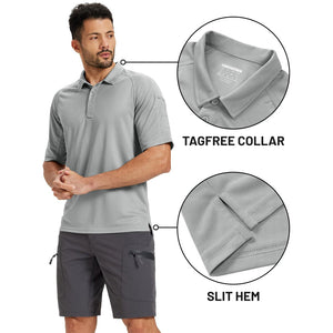 TACVASEN Light Grey UPF 50+ Performance Tactical Polo Shirt