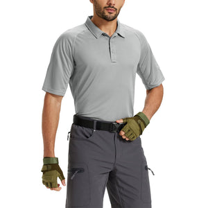 TACVASEN Light Grey UPF 50+ Performance Tactical Polo Shirt