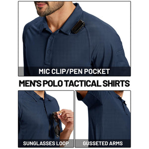 TACVASEN Navy UPF 50+ Performance Tactical Polo Shirt