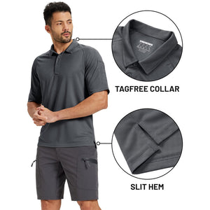 TACVASEN Dark Gray UPF 50+ Performance Tactical Polo Shirt