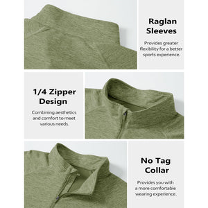 TACVASEN Green UPF 50+ Quarter Zip Long Sleeve Shirt