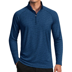 TACVASEN Dark Blue UPF 50+ Quarter Zip Long Sleeve Shirt