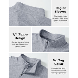 TACVASEN Light Grey UPF 50+ Quarter Zip Long Sleeve Shirt
