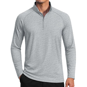 TACVASEN Light Grey UPF 50+ Quarter Zip Long Sleeve Shirt