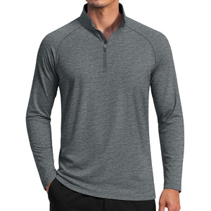 TACVASEN Dark Grey UPF 50+ Quarter Zip Long Sleeve Shirt