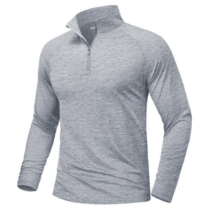TACVASEN Light Grey UPF 50+ Quarter Zip Long Sleeve Shirt