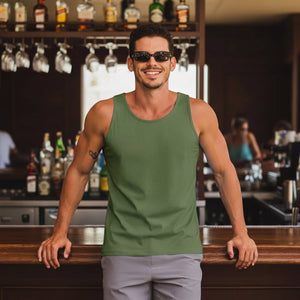 TACVASEN Army Green Men's UPF 50+ Quick Dry Workout & Gym Tank Top