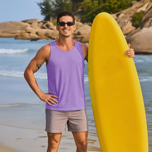 TACVASEN Light Purple Men's UPF 50+ Quick Dry Workout & Gym Tank Top