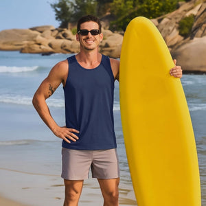TACVASEN Navy Men's UPF 50+ Quick Dry Workout & Gym Tank Top