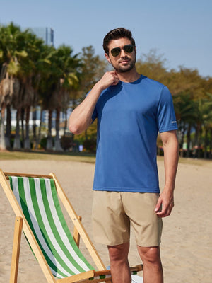 TACVASEN Blue Grey Men's UPF 50+ Quick-Drying Functional Sports Shirt