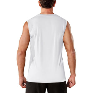 TACVASEN White Men's Sleeveless Shirt Quick Dry UPF 50+ Gym Tank Top