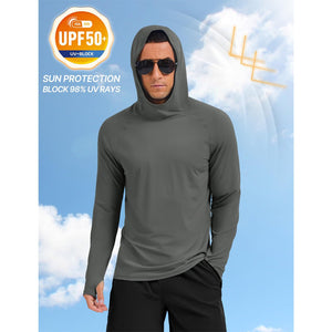 TACVASEN Azure Men's UPF 50+ Sun Hoodie Long Sleeve Quick Dry Rash Guard Shirt