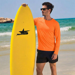 TACVASEN Orange Men's UPF 80+ Sun Shirt Quick Dry Long Sleeve Rashguard