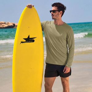 TACVASEN Dull Cyan Men's UPF 80+ Sun Shirt Quick Dry Long Sleeve Rashguard